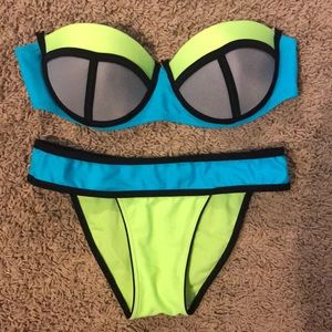 Neon green and blue bikini